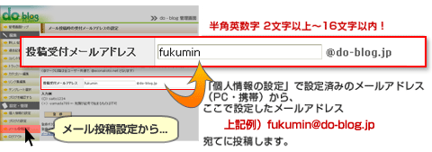 投稿先メールアドレスの設定