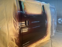 日産キャラバン ベッコリ凹んだスライドドア交換せずに板金塗装完了