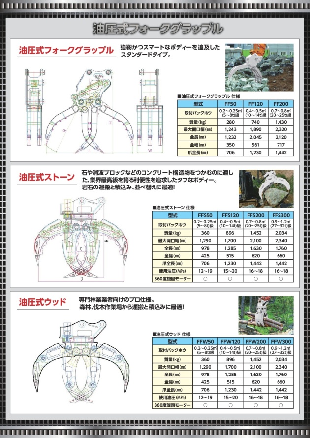 アースマシンフォークグラップルカタログ