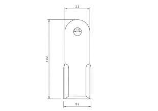 シバウラFE750用ハンマーナイフモア替刃寸法図