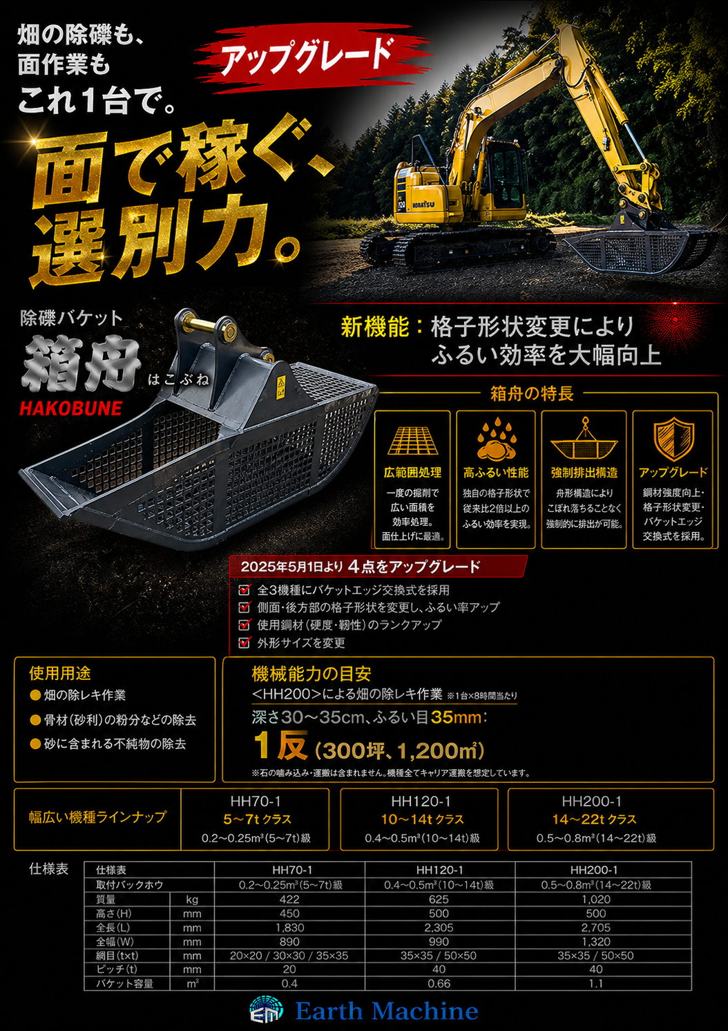 除礫バケット「箱舟」｜建設機械用アタッチメント開発/設計/製造/販売 
