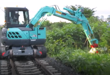 鉄道敷地内の草刈りでも効力を発揮 油圧ショベル用草刈りディスクカッター