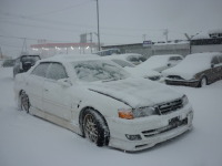 JZX１００チェイサー吹雪の中車検上でお預かり。　