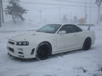 暴風雪の中、BNR34 34GT-R MspecNurの整備/車検上げが完了！