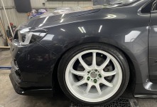 レヴォーグに持ち込みテイン車高調を取り付けて4輪アライメント調整