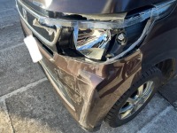 自損事故で中破したN-WGNの左フロント周りを最小限金額に抑えて補修/修理