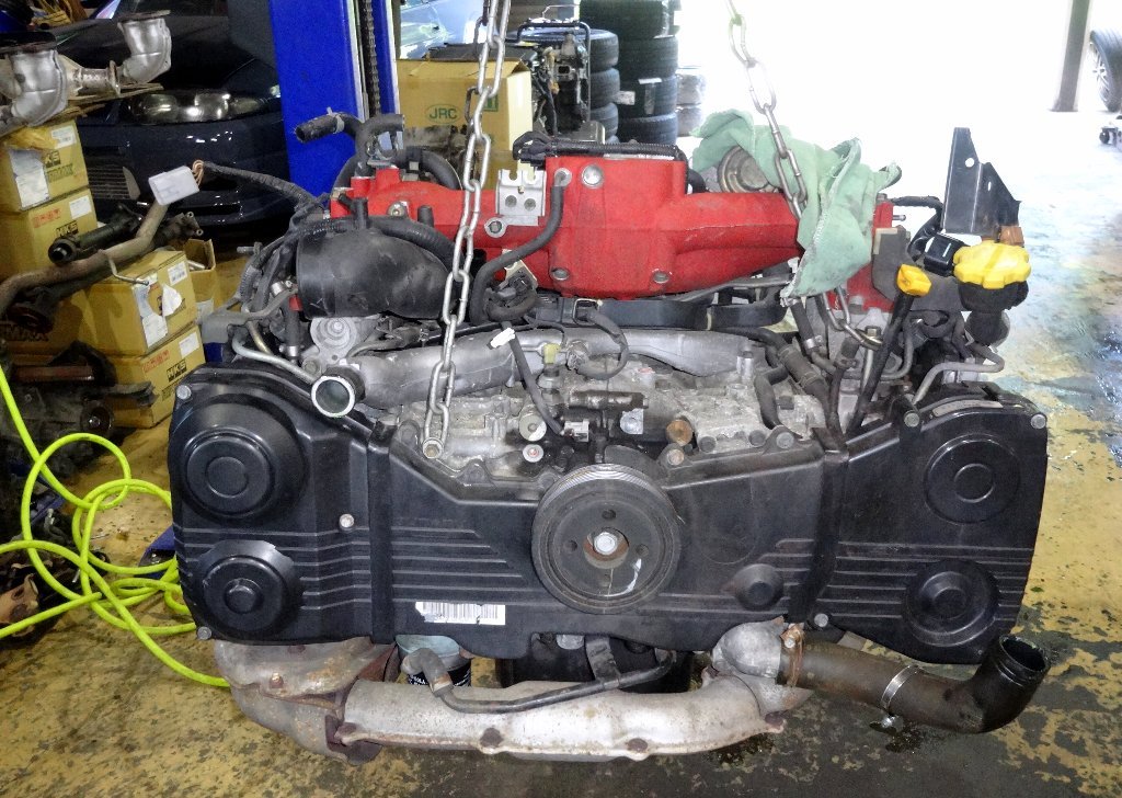 EJ20(7)ターボエンジン。インプレッサ STi 6MT [GDB]実働外し。 インプレッサ STI GDB EJ20 結局 エンジン降ろしです！｜車の