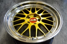 BBS LM バレル研磨ポリッシュ加工/キャンディーゴールドパウダーコートカスタム