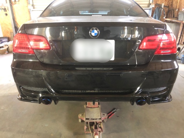 BMW335i 乱人製リアバンパーと汎用マフラーカッター加工取付完了♫｜板金塗装専門店！車の修理/カスタム/改造  札幌のプラスペイントワーク｜do-blog（ドゥブログ）