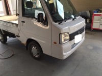 スバルのサンバー 軽トラック 錆修理とドア板金塗装で入庫しました！