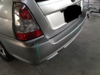 スバルフォレスター 損傷の酷いリアバンパーを変形修理！整形！塗装！