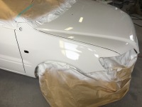 三菱ランサーバン板金修理！前後バンパーも同色塗装して完成！！