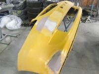 フィットGD2 イエロー3コートパールのフロントバンパー凹み/変形修理！