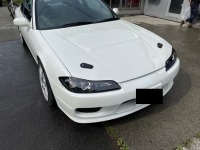 iさまのS15シルビア  カーボンボンネットをボディ同色のホワイトパールにペイントしイメチェン完了♪