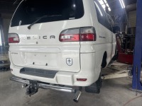 三菱デリカ  あちこちサビて穴が空いたフレーム修理と車検取得依頼