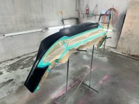 TさまのトヨタレクサスNX Fスポーツ TRDリアアンダーの塗り分け塗装のご依頼です♪
