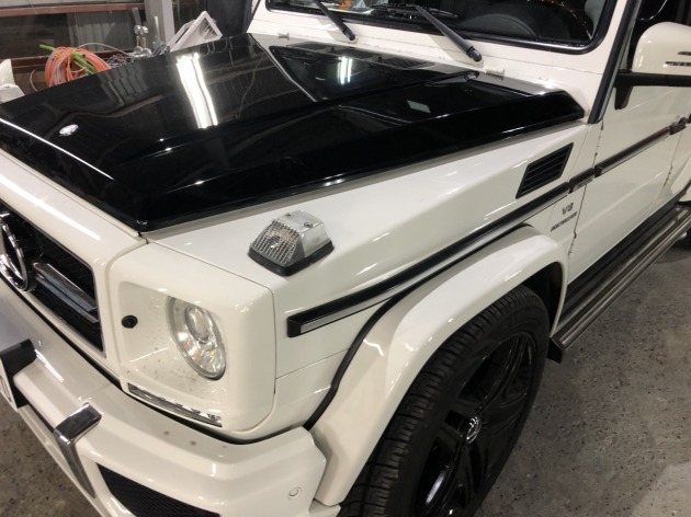 Gクラス G55 AMGロングのボンネットフードをイメージチェンジ塗装