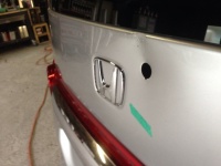 ホンダRG2ステップワゴンのリアゲート凹み(へこみ)修理 板金塗装完了！