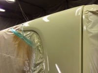 ダイハツタント クォーター凹み板金/バンパーキズ修復修理後の塗装完了！