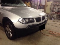 BMW X3 運転席側リアドア拳大の凹み 板金塗装修理/パネル修正で入庫！