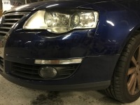 VWパサートワゴン フロントバンパーのガリ傷/凹み/ズレを板金塗装修理！