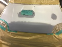 スズキKei ボンネットフードの飛び石による色剥がれと錆を塗装修理！