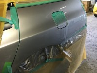 三菱ランサーエボリューションワゴン 錆を銅メッシュで覆い塗装修理！