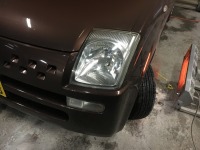 本日納車！スズキアルト茶色　左フェンダー凹み修理／塗装完了！