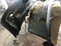 追突事故修理！BMWミニのフロントバンパー一式交換＆ボンネットフード板金塗装