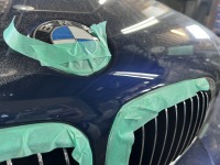 E46型 BMW M3クーペのボンネット板金塗装＆バンパー傷磨き！