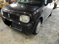 接触事故損傷したラパンの左フロント周りを部品交換+板金塗装で修理